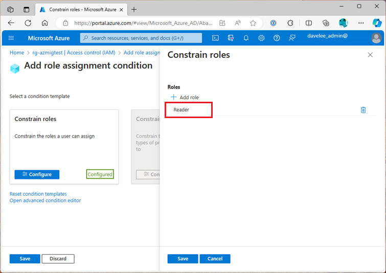 Image of the conditions tab when make role assignments in the Azure Portal